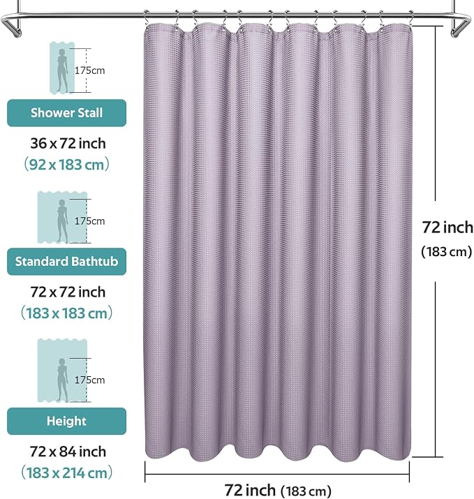 Vipfree 3 in 1 Shower Curtain Set, Waffle Shower Curtain and Liner Set - Image 6
