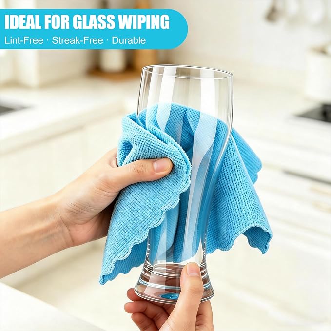 Puomue Microfiber Cleaning Cloth, 24 Pack Highly Absorbent Cleaning Rags - Image 7