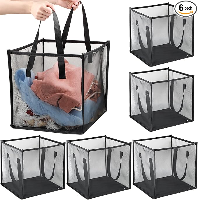 Zopeal 6 Pack Collapsible Mesh Laundry Basket, Single-layer | 13 Inch Square by Zopeal