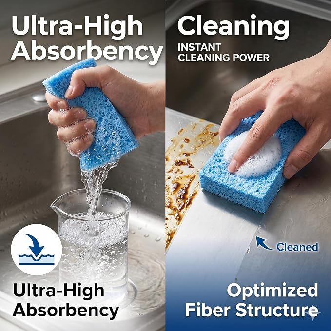 36 Pk Pop-Up Compressed Cellulose Kitchen Sponges | Non Scratch, Dish - Image 2