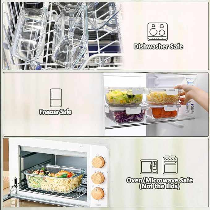 M MCIRCO 80 oz & 36 oz Extra Large Glass Food Storage Containers - Image 4