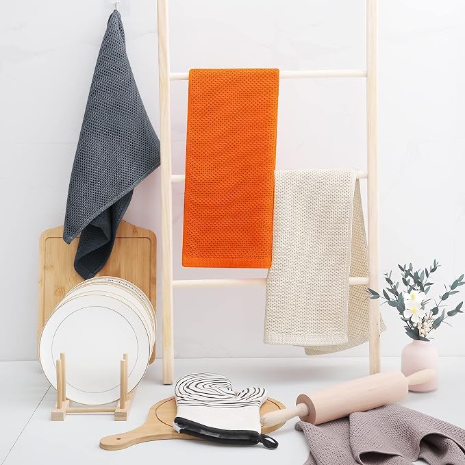 Homaxy 100% Cotton Waffle Weave Kitchen Dish Towels 4-Pack, Ultra Soft - Image 6