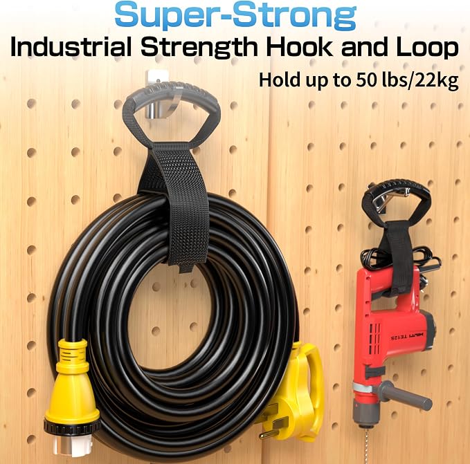 Deluwire Extension Cord Storage Straps 14", 2 Pack, Heavy Duty Hook and Loop - Image 4