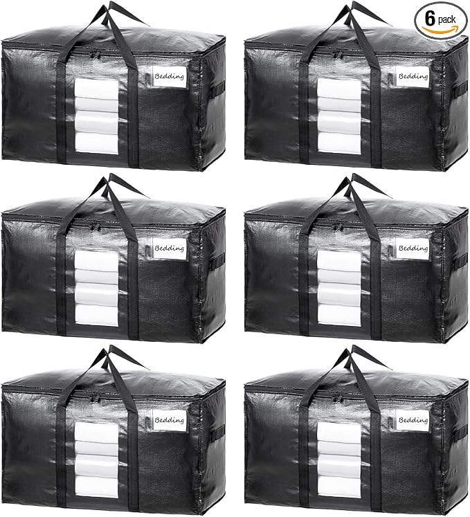TAILI 6 Pack Black Extra Large Moving Bags, Storage Bag by TAILI