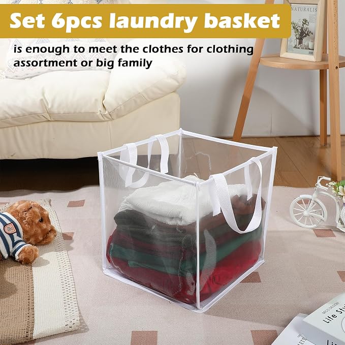 Zopeal 6 Pack Collapsible Mesh Laundry Basket, Single-layer | 13 Inch Square - Image 5