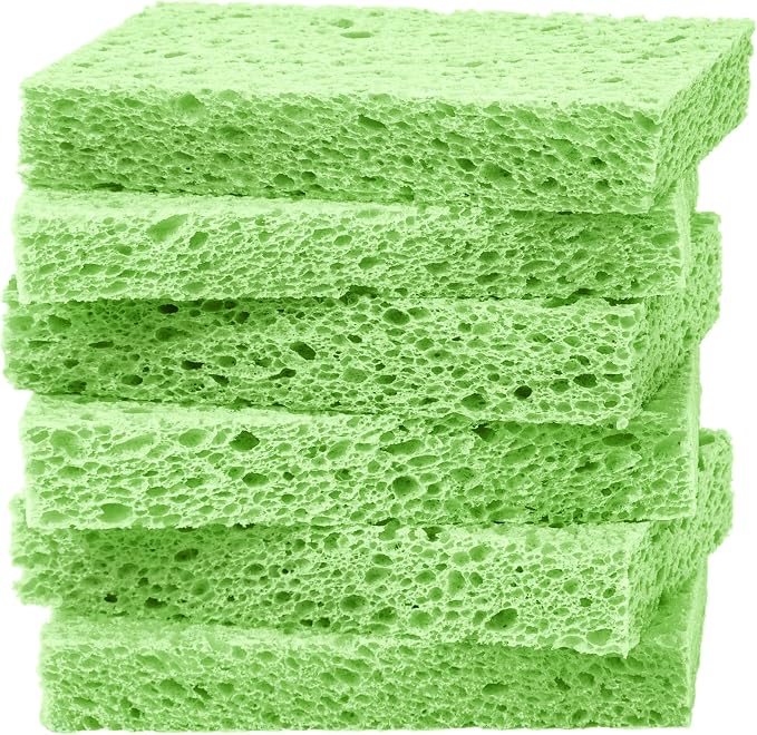 6 Pack Green Cellulose Scrub Sponges Non-Scratch Heavy Duty by ARCLIBER
