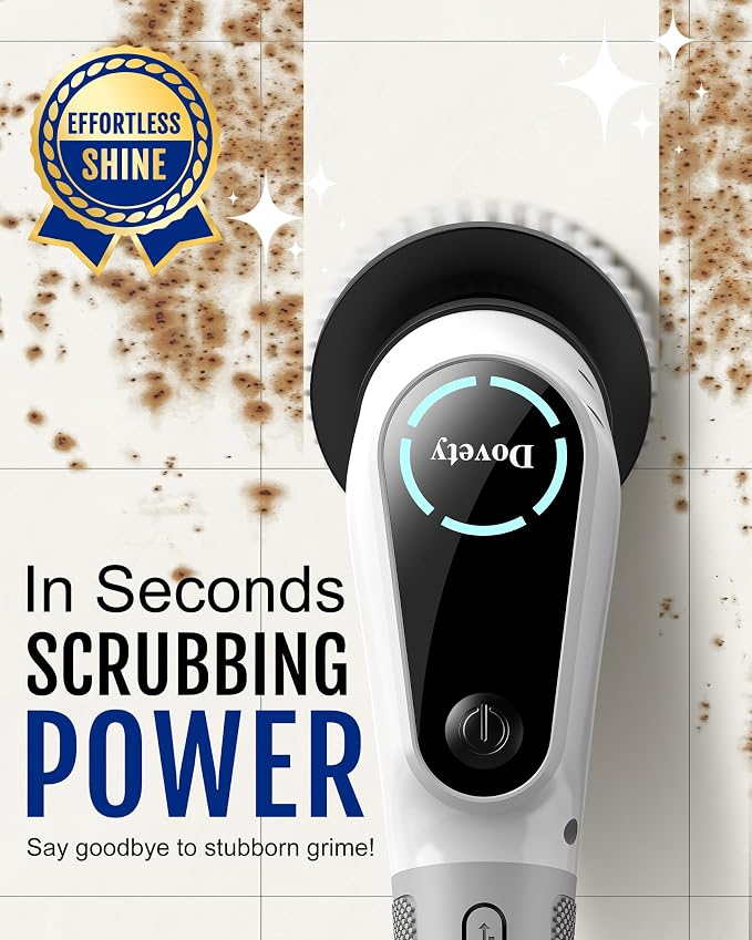 Dovety Electric Spin Scrubber, Extendable Handle, 8 Brush Heads-WH | 90-minute - Image 2