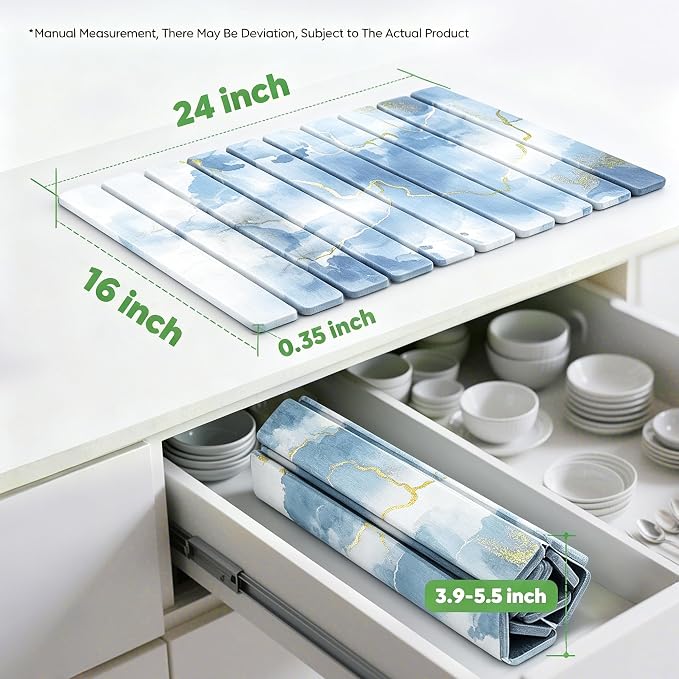 Stone Drying Mat for Kitchen Counter, Quick Diatomaceous Earth Mats for Dishes - Image 2