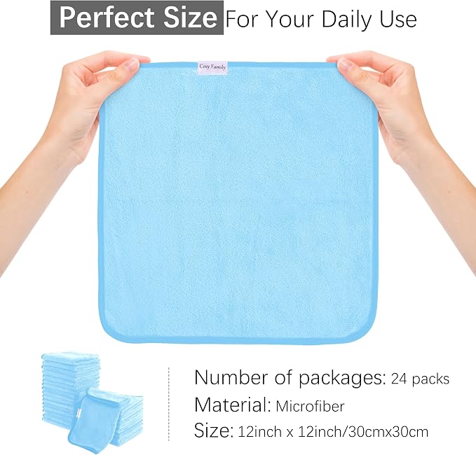 Cosy Family 24 Pack Soft Washcloths Set - Image 5