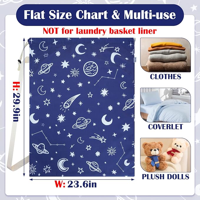 Canvas Laundry Bag with Shoulder Strap, Large Drawstring - Image 2