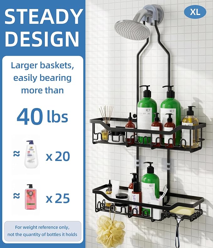 Shower Caddy Hanging Organizer, Extra Large Rack Over Showerhead - Image 5