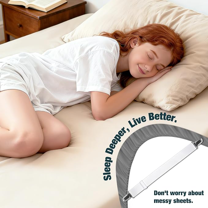 4 Pack Elastic Bed Sheet Holders, Mattress Sheet Grippers, Elastic Fasteners - Image 7