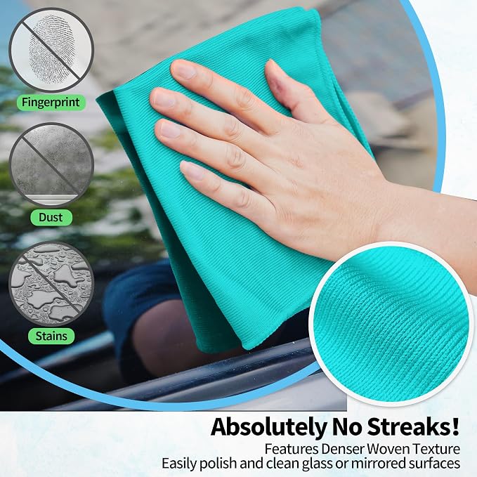 Microfiber Cleaning Cloth, 12 Pack Window Glasses Cleaning Cloth, Reusable - Image 3