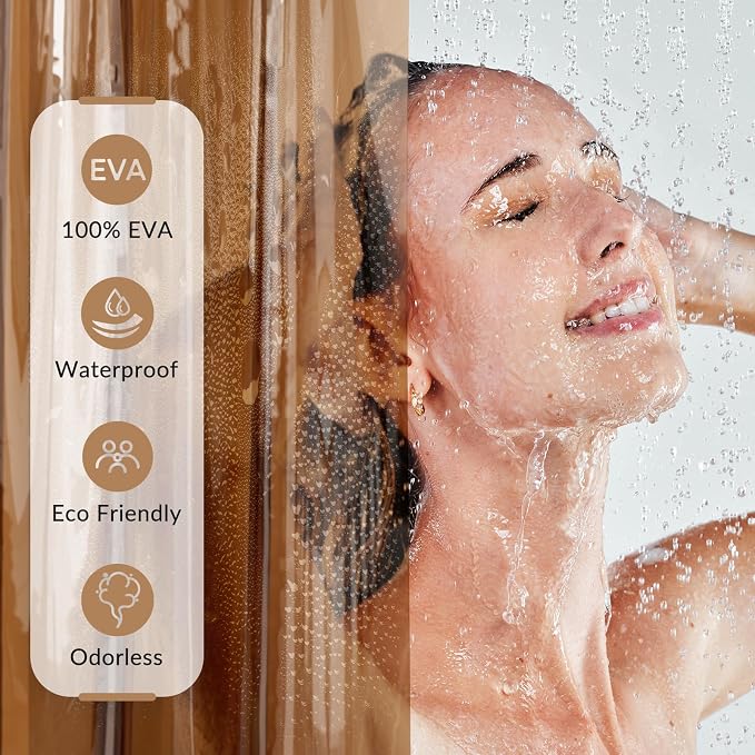AmazerBath Premium EVA Shower Curtain Amber, Luxury Shower Curtain Clear Brown - Image 6