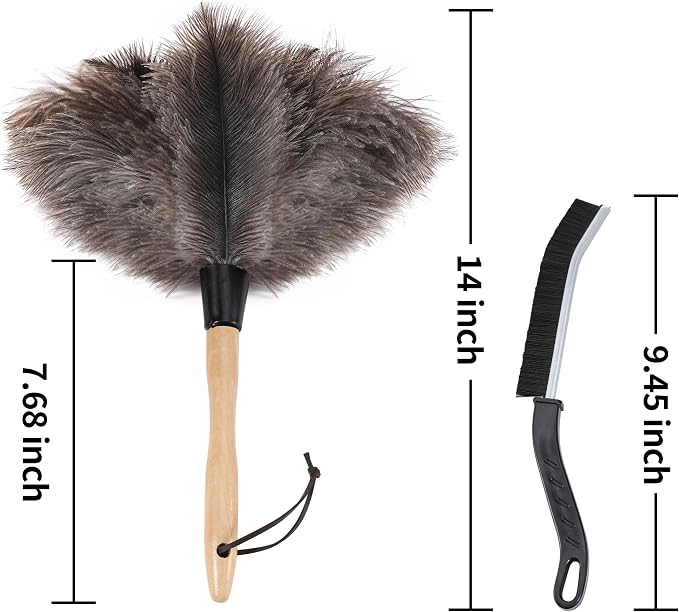 Soarer Ostrich Feather Duster for Cleaning, 14inch Handle | Fluffy Long - Image 3