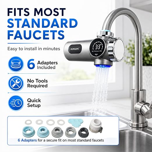 Combo Eurolife Faucet Mount Water Filter EL-LS-A15, LED Sink Water Filter - Image 7