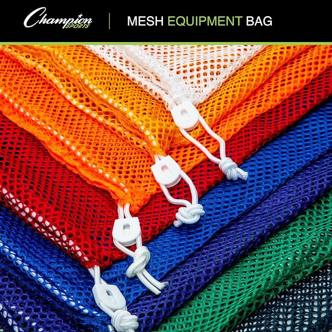 Champion Sports Mesh Equipment Bag – Heavy-Duty Nylon Drawstring Bag - Image 6