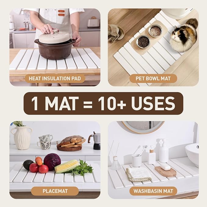 Large Stone Drying Mat for Kitchen Counter 24x16 Inch, Premium Diatomaceous - Image 7