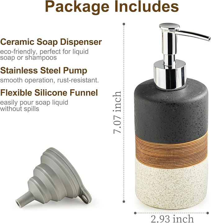 Ceramic Dish Soap Dispenser for Kitchen, Hand Soap Dispenser | Bathroom Soap - Image 2