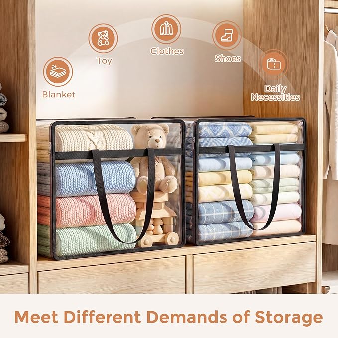 6 Pack Clear Storage Bags for Clothes, 45L Closet Organizers and Storage | - Image 4