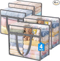 4 Pack Clear Storage Bags for Clothes, 45L Closet Organizers and Storage | by BuddingJoy-BuildaJoyfulLifeforYou