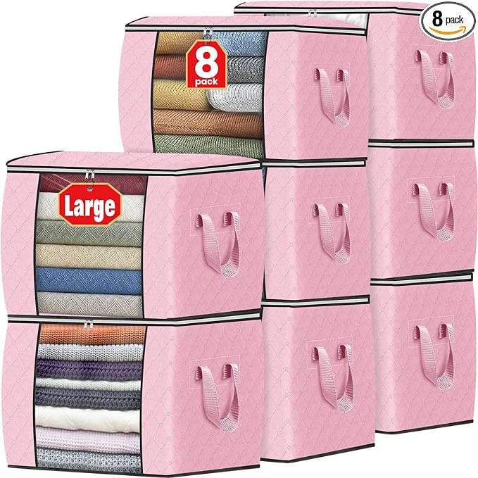 90L Clothes Storage, Foldable Thick Fabric Blanket Storage Bags | Foldable by Fabtotes