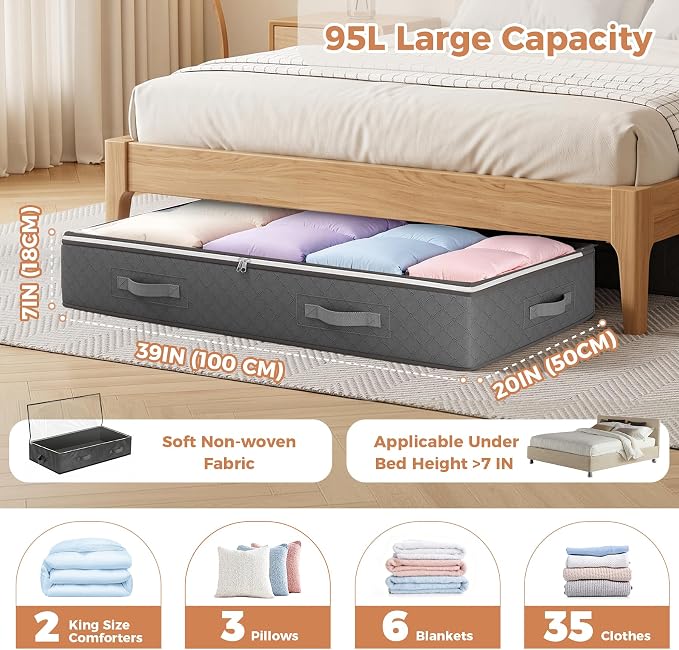 95L Under Bed Storage Containers, 6 Pack Storage Bins, wrapping paper - Image 3