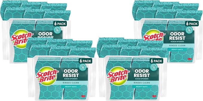 Scotch-Brite Odor Resist Heavy Duty Scrub Sponge, Dishwasher-Safe Kitchen by Scotch-Brite
