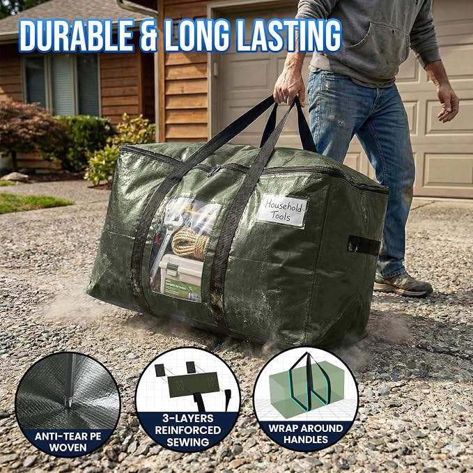 TAILI 12 Pack Green Extra Large Moving Bags, Storage Bag - Image 3
