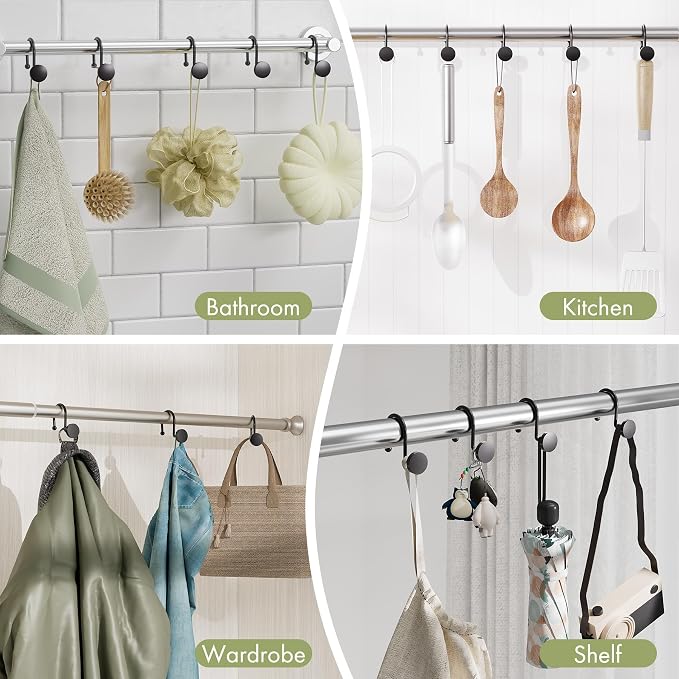 AmazerBath Shower Curtain Hooks, Shower Curtain Rings Heavy Duty Modern - Image 7