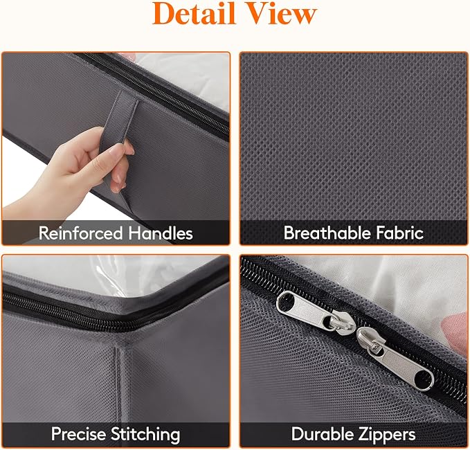 Lifewit 95L 3 Pack Under Bed Storage Containers, Large Capacity Blanket Storage - Image 4
