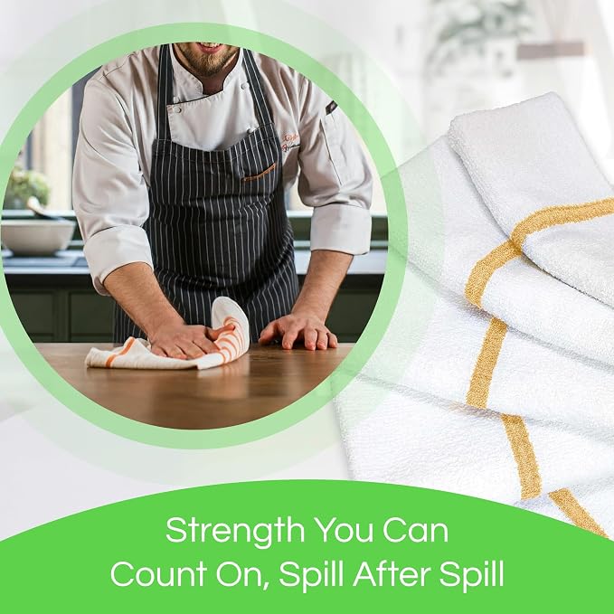 Towels N More 24-Pk 16x19 30 Oz. Absorbent Cotton Kitchen Bar Mop Towels - Image 5