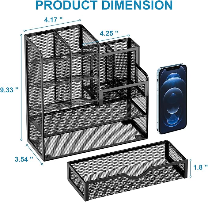 Marbrasse Mesh Pen Holder for Desk, Desk Organizers and Accessories for Office - Image 5
