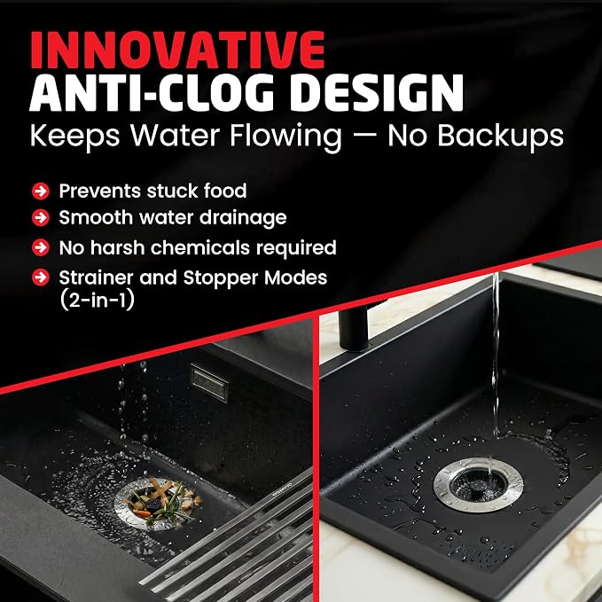 SinkShroom Kitchen Sink Drain Strainer, 2-in-1 Pop-Up Sink Stopper & Strainer - Image 3