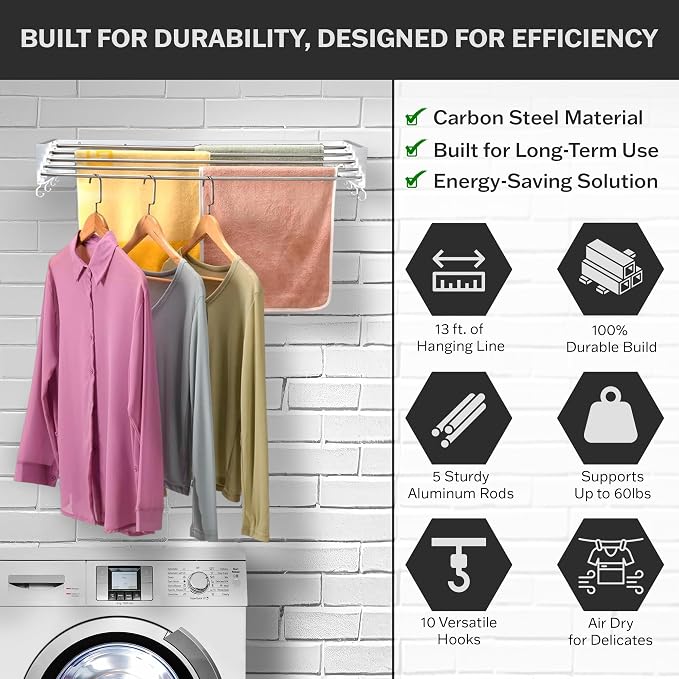 Foldable Wall Mounted Drying Rack - Image 3