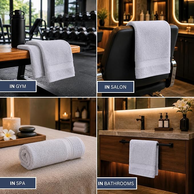 Bulk 72-Pack Premium Commercial Hand Towels, 600 GSM, Designed - Image 4