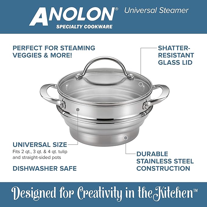 Anolon Classic Stainless Steel Universal Covered Steamer Insert
