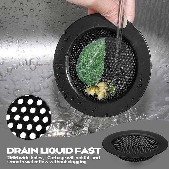 Retisee 2 Pcs Kitchen Sink Drain Strainer 4.4 Inch, Matte Black - Image 4