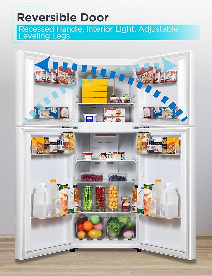 BLACK+DECKER 12.1 Cu. Ft. Top Mount Refrigerator with Freezer, 2 Door Refrigerator with Top Freezer and Adjustable Temperature Control, For Homes and Apartments, ENERGY STAR, BR1210HW, White