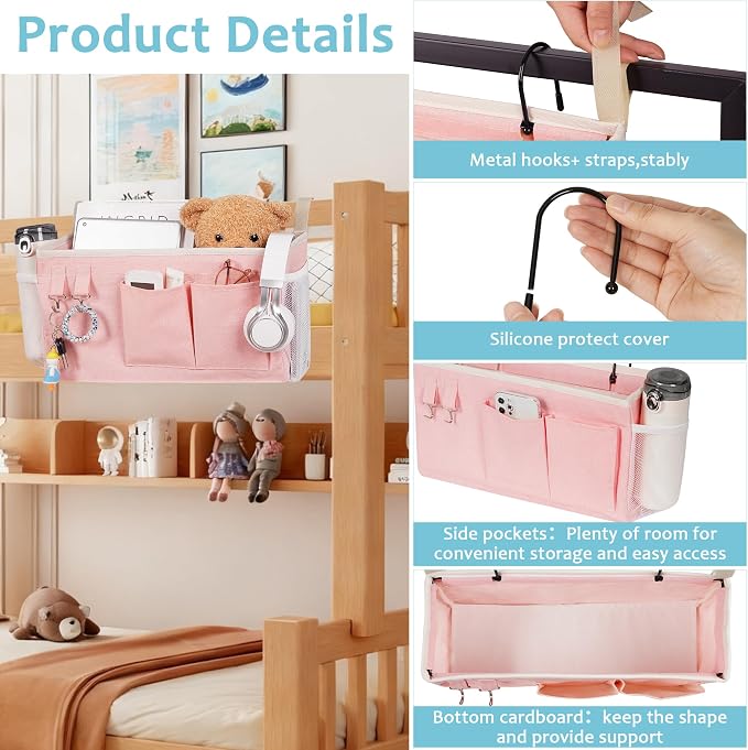 Bedside Caddy, Bedside Storage Bag Hanging Organizer - Image 4