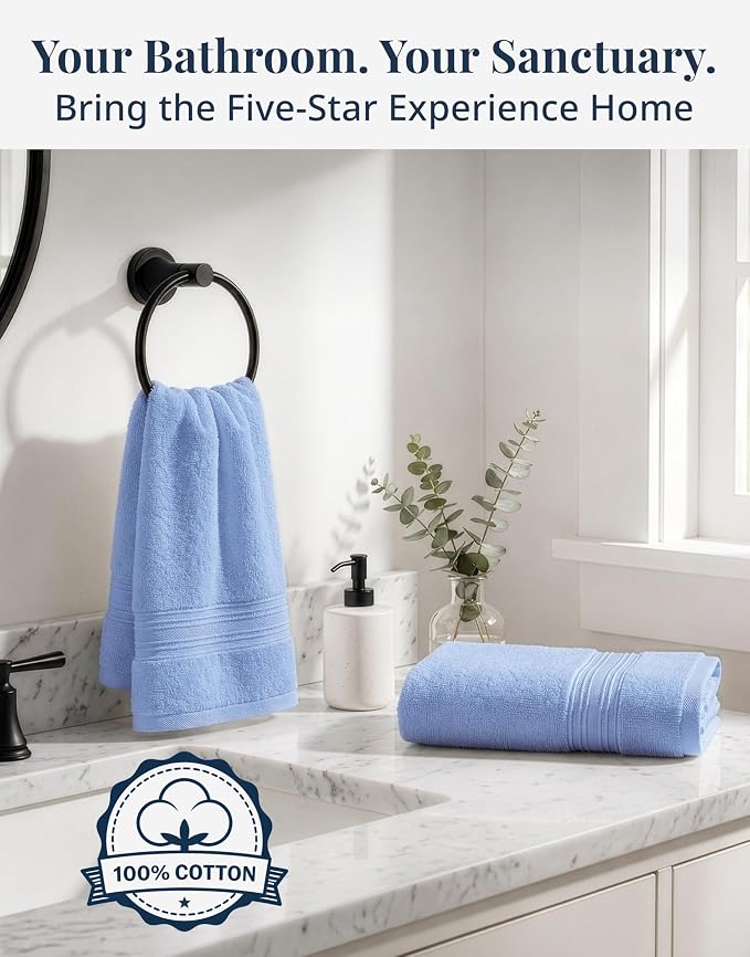 LANE LINEN Face & Hand Towels 100% Cotton 4 Pack 16x28 - Image 6