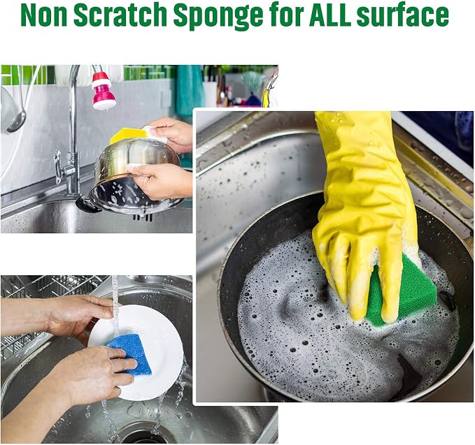 Patelai 10 Pcs Silicone Sponge for Dishes, Kitchen Silicone Dish Scrubber | - Image 3