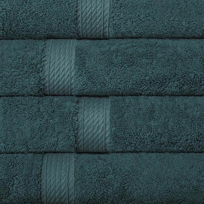 Superior Egyptian Cotton Plush & Absorbent, Hand Towel Set of 4, Teal | Quick - Image 4
