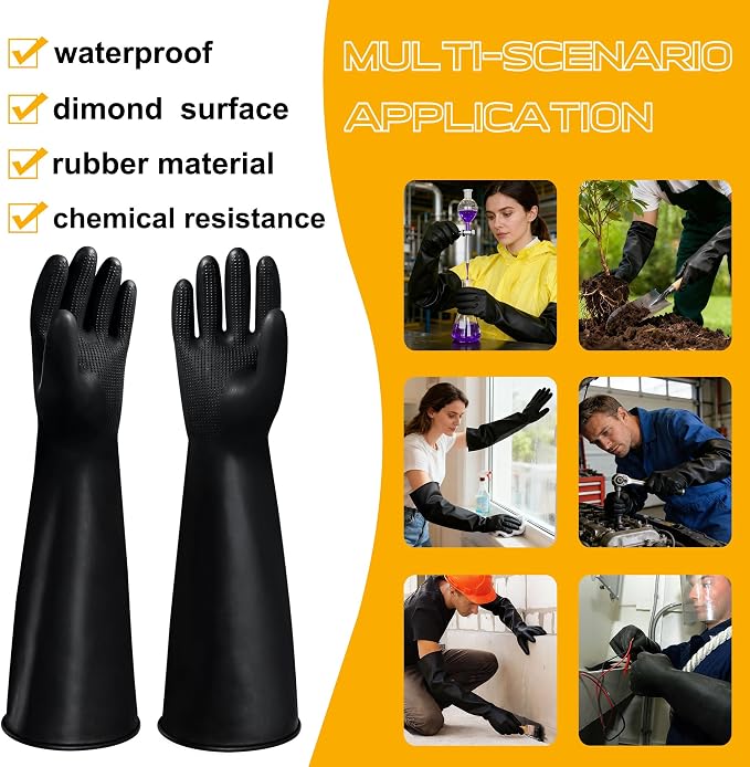 22" Upgraded Latex Gloves Chemical Resistant Glove Safety Work Long Gauntlets - Image 4