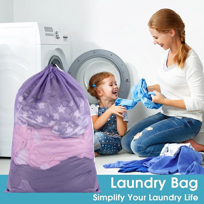 2 Pack Mesh Laundry Bags 23x34 Inch Drawstring Locking - Image 5