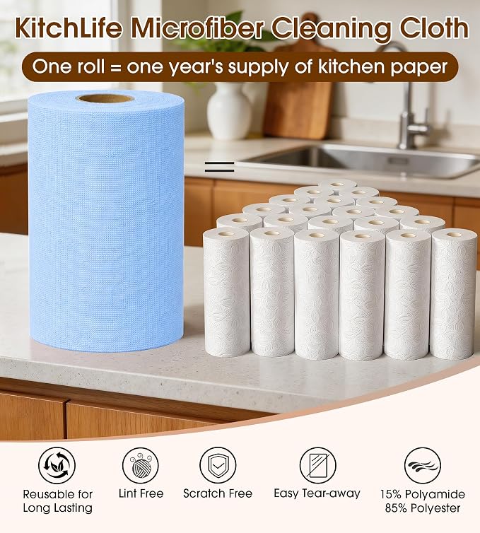 KitchLife Microfiber Cleaning Cloth Roll, 100 Pack - Image 3