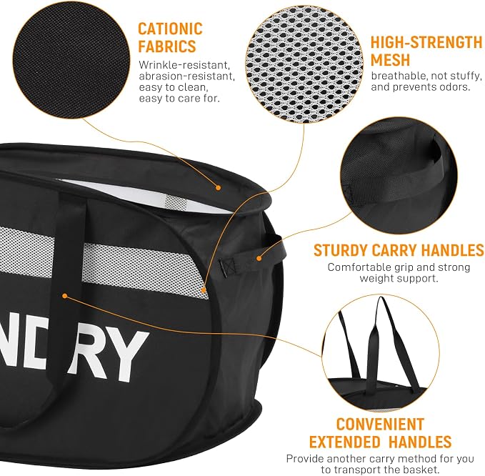 Collapsible Laundry Baskets, Tear-proof Dirty Clothes Hampers - Image 3