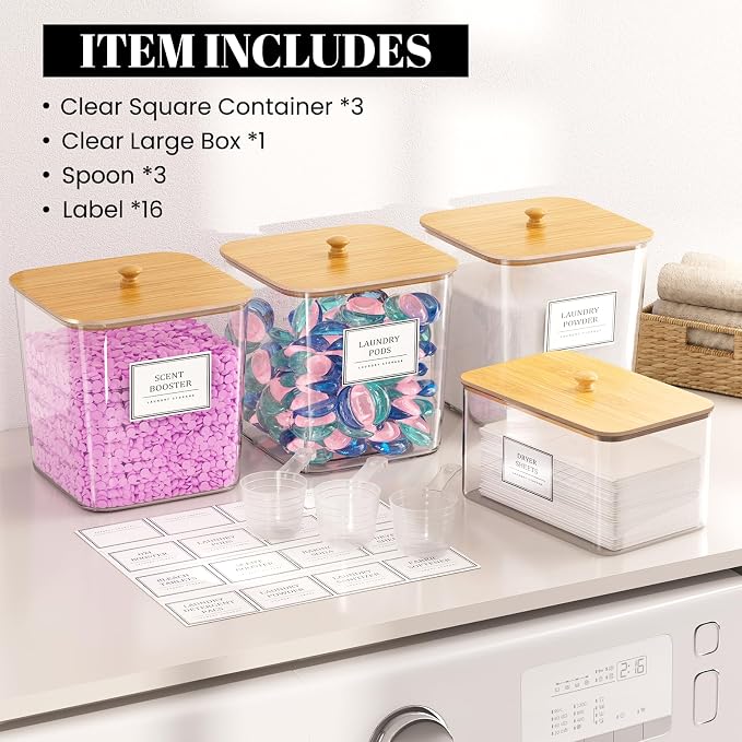 HomePekite Laundry Pods Storage Container, Detergent Powder Container, - Image 5