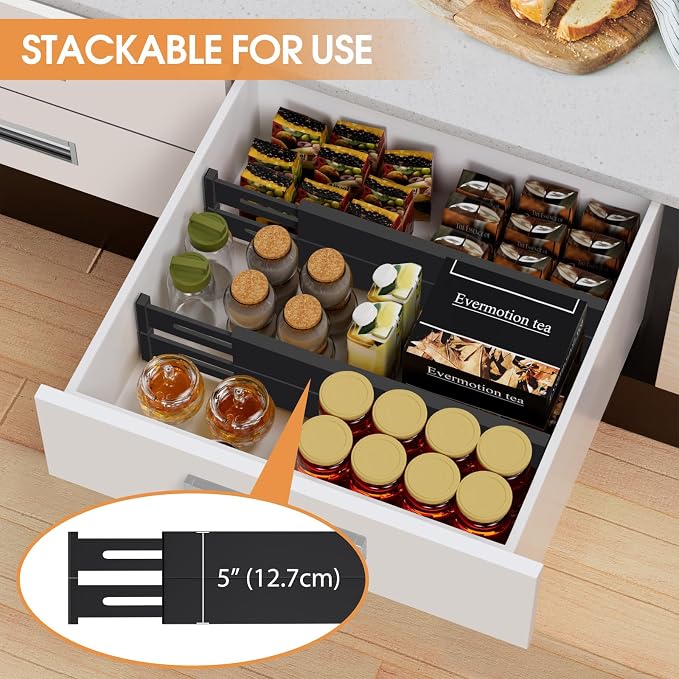 Bamboo Drawer Dividers, Adjustable Drawer Organizers, Fits 12.6–16" Drawers | - Image 4