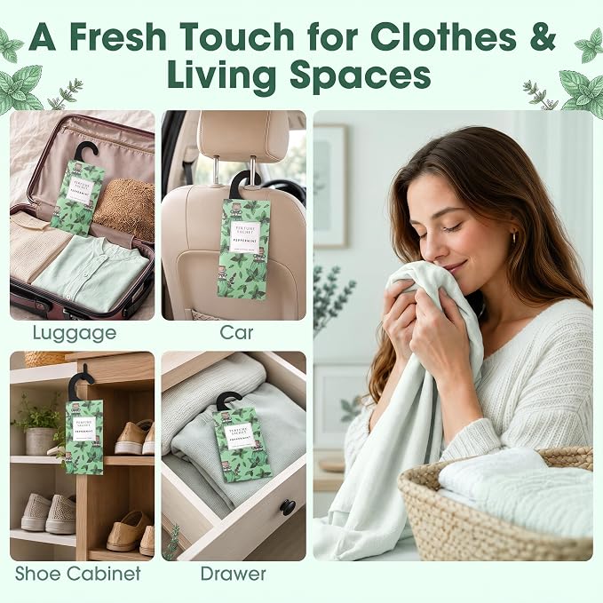 Large 12 Packs Peppermint Hanging Scented Sachets Long-Lasting Closet - Image 3